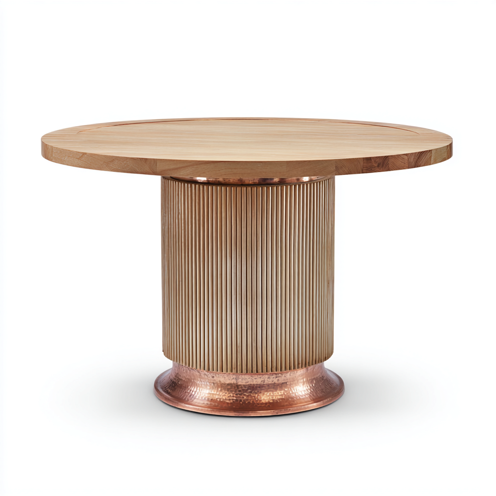 Mesa de comedor madera-metal 140x140x76 cm color madera apta para comedor - diseño moderno-Luxemylab