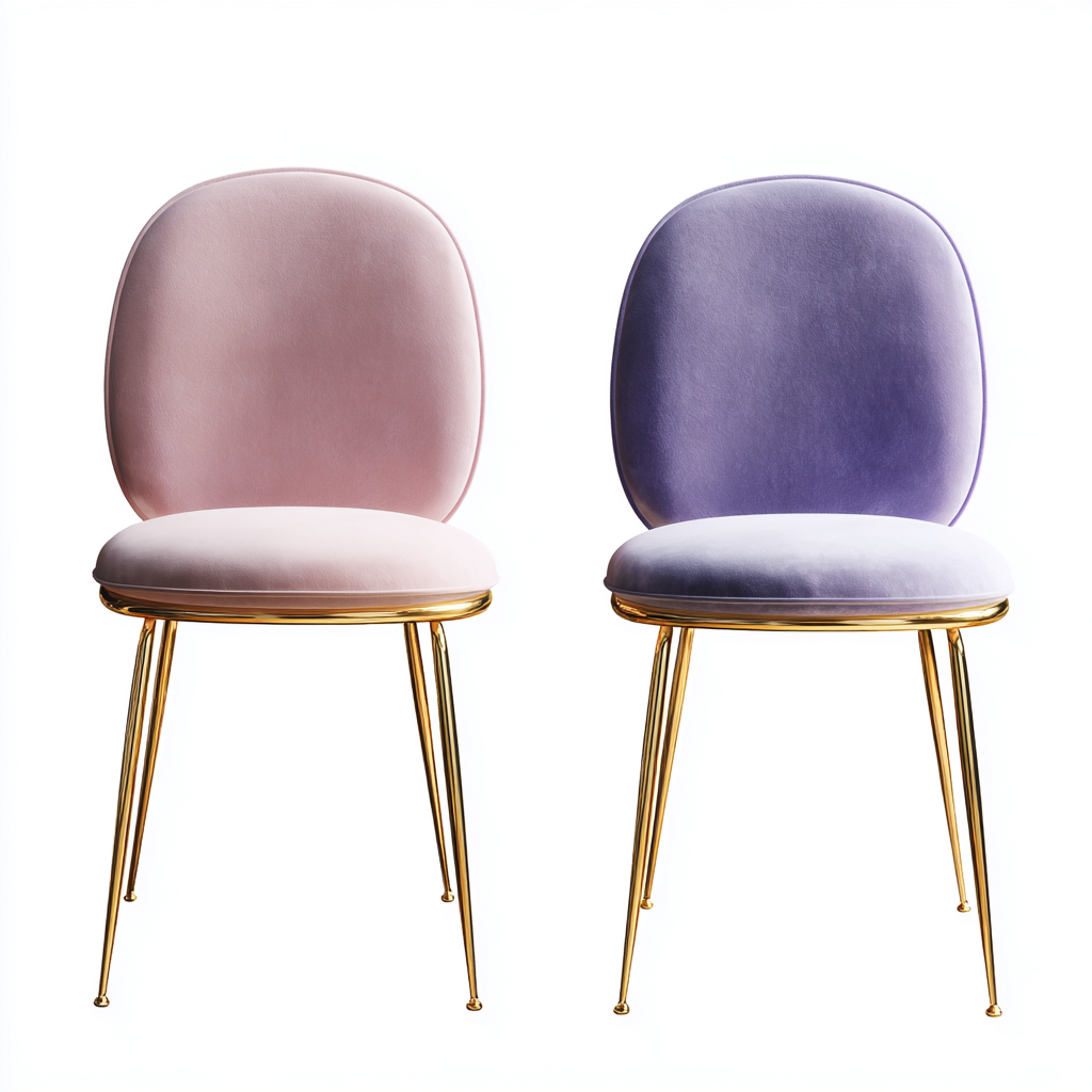 Sillas de comedor - Metal y tapizado - 50x47x87 cm - Rosa-morado-dorado - Diseño moderno para comedor-Luxemylab