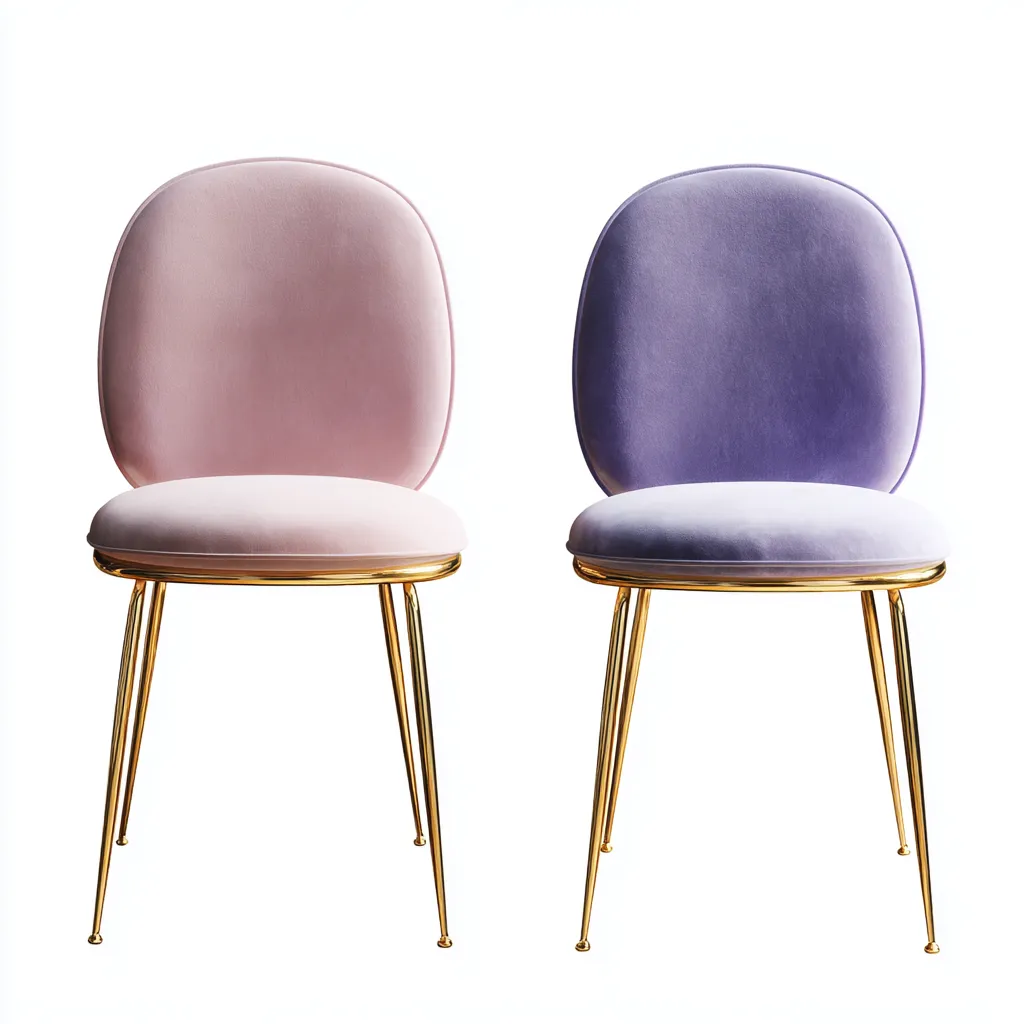 Sillas de comedor - Metal y tapizado - 50x47x87 cm - Rosa-morado-dorado - Diseño moderno para comedor-Luxemylab