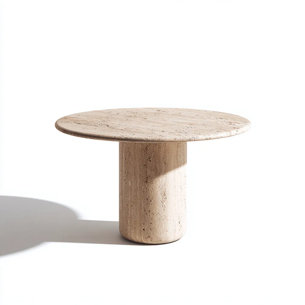 Mesa de comedor travertino 135x135x75 cm beige apta para comedor - diseño moderno-Luxemylab