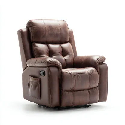 Sillón reclinable - Piel sintética - 97x93x103 cm - Marrón - Diseño moderno para sala de estar-Luxemylab