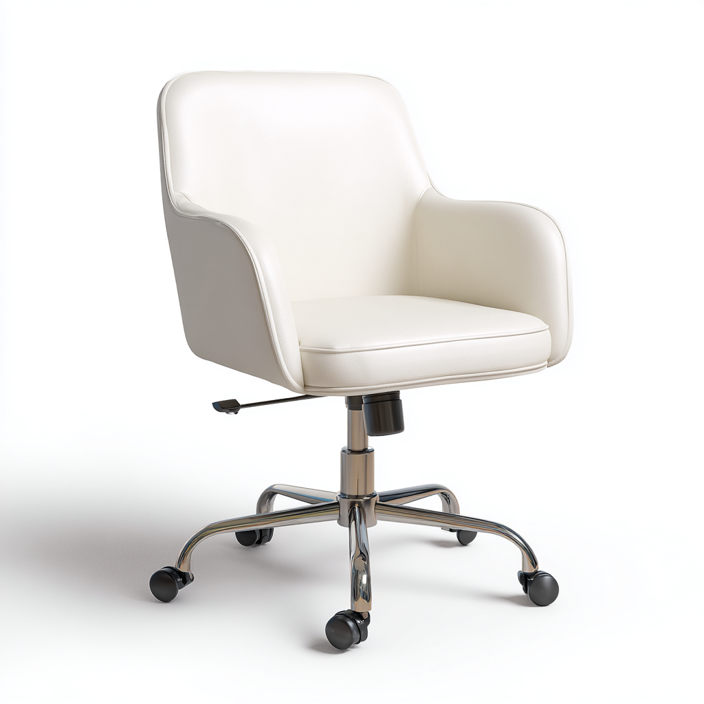 Silla de oficina piel sintética 62x58x88 cm blanco diseño ergonómico estilo moderno para oficina-Luxemylab