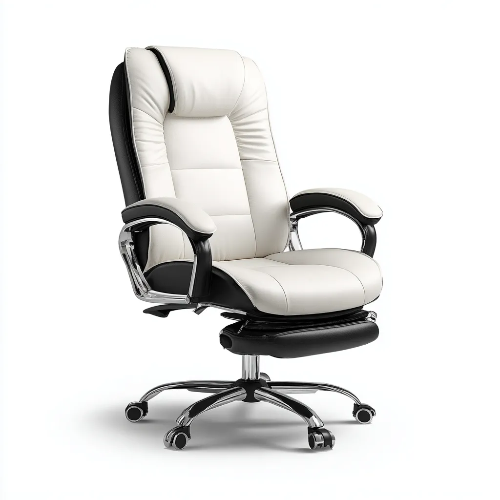 Silla de oficina tapizado en piel sintética 78x70x128 cm - blanco-negro - diseño ergonómico - apta para oficina-Luxemylab