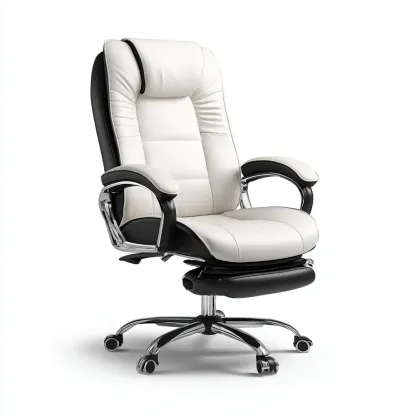 Silla de oficina tapizado en piel sintética 78x70x128 cm - blanco-negro - diseño ergonómico - apta para oficina-Luxemylab