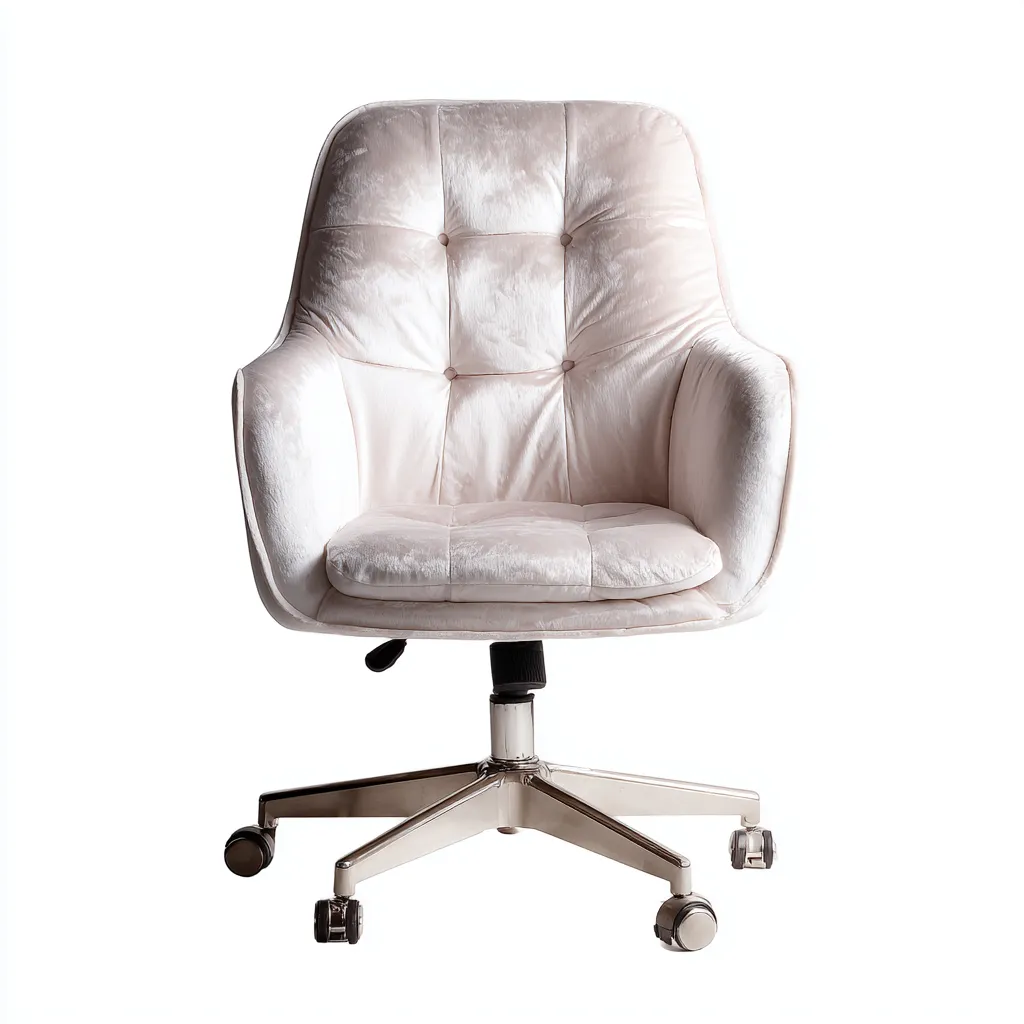 Silla de oficina terciopelo sintético 65x60x92 cm beige diseño ergonómico estilo moderno para oficina-Luxemylab