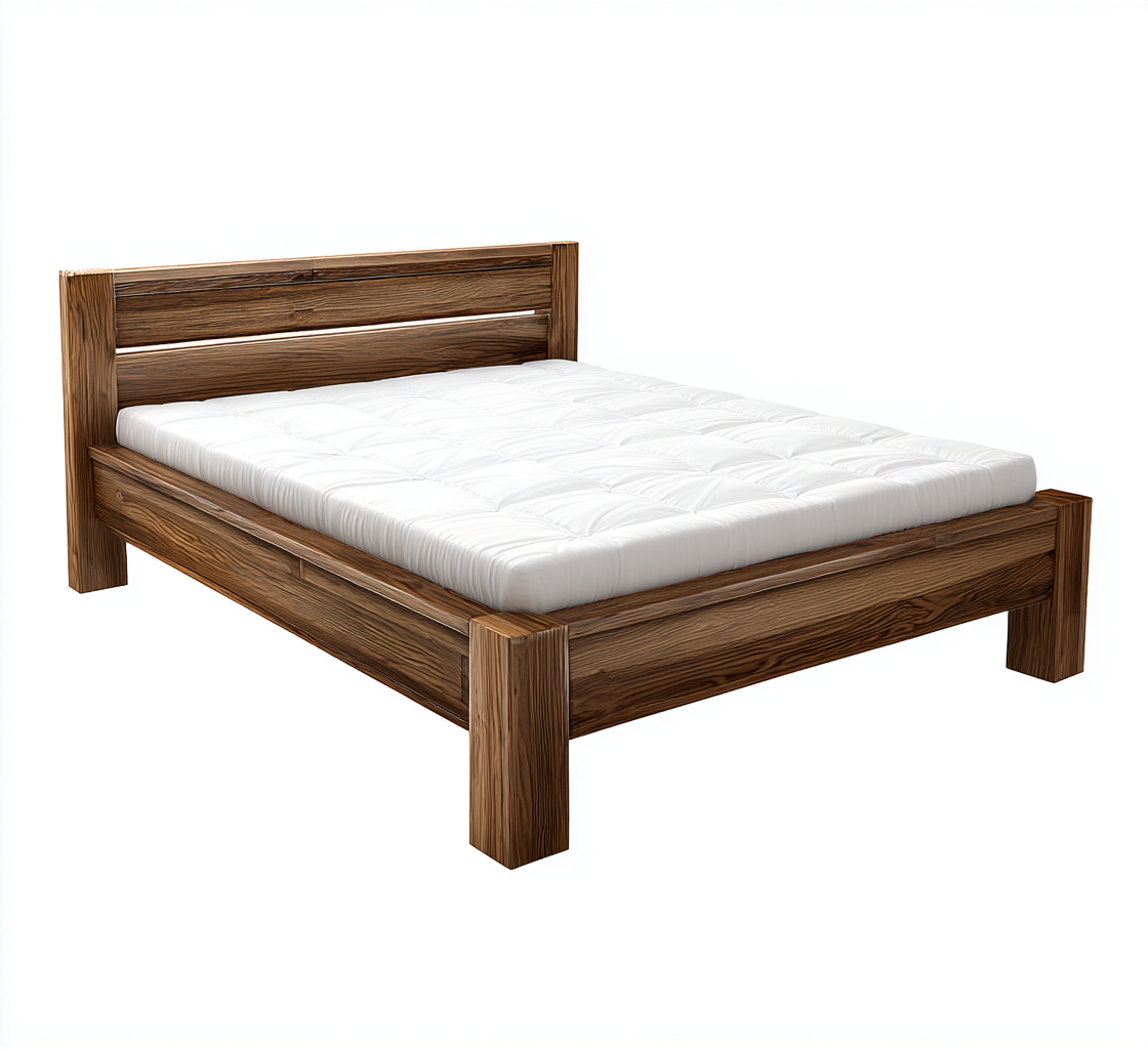 Cama matrimonial madera 200x180x110 cm - madera natural - estilo moderno adecuada para dormitorio-Luxemylab