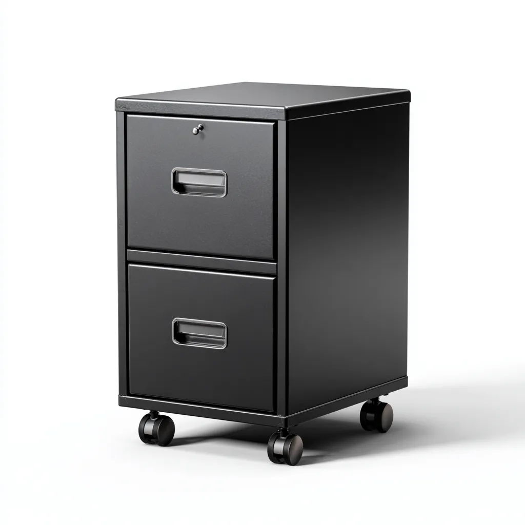 Archivador metálico 45x40x65 cm - negro - adecuado para oficina - diseño funcional con ruedas - estilo industrial-Luxemylab