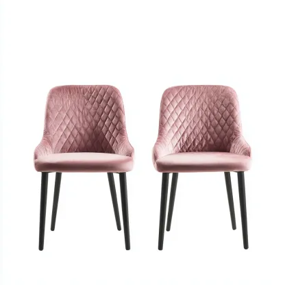 Sillas de comedor - Madera y tapizado - 51x48x83 cm - Rosa-negro - Diseño moderno para comedor-Luxemylab