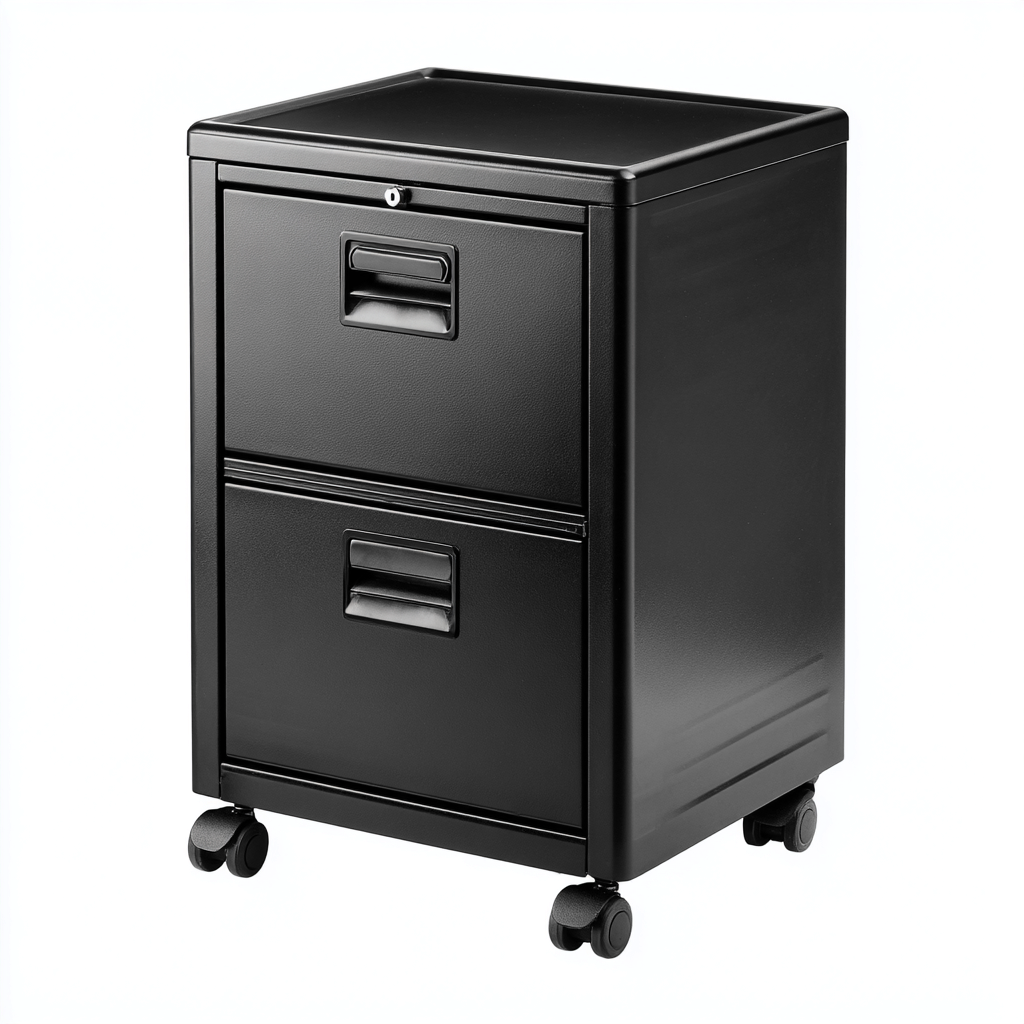 Archivador metálico 45x40x65 cm - negro - adecuado para oficina - diseño funcional con ruedas - estilo industrial-Luxemylab