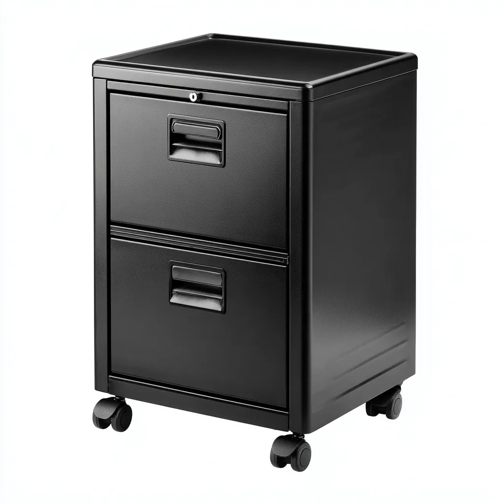 Archivador metálico 45x40x65 cm - negro - adecuado para oficina - diseño funcional con ruedas - estilo industrial-Luxemylab