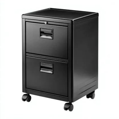 Archivador metálico 45x40x65 cm - negro - adecuado para oficina - diseño funcional con ruedas - estilo industrial-Luxemylab