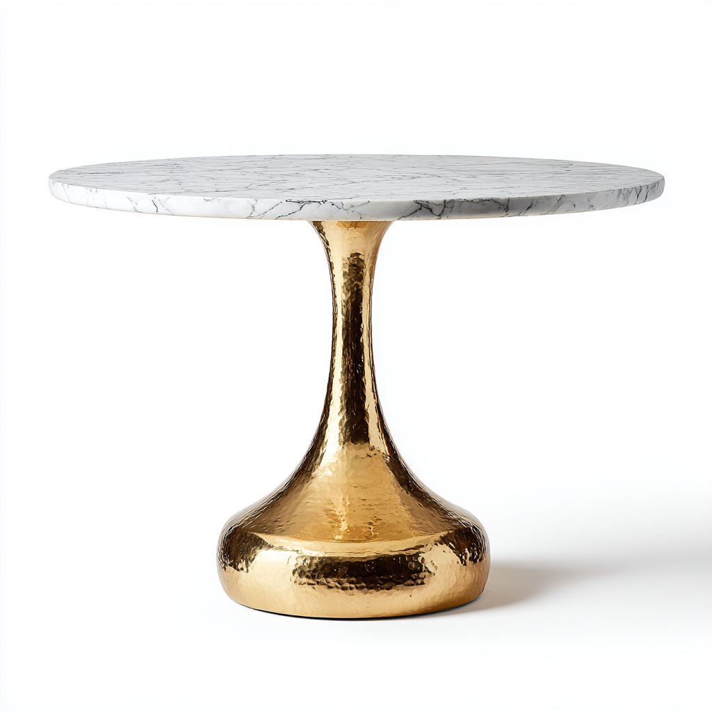 Mesa de comedor mármol-metal 150x150x75 cm blanco-dorado apta para comedor - diseño moderno-Luxemylab