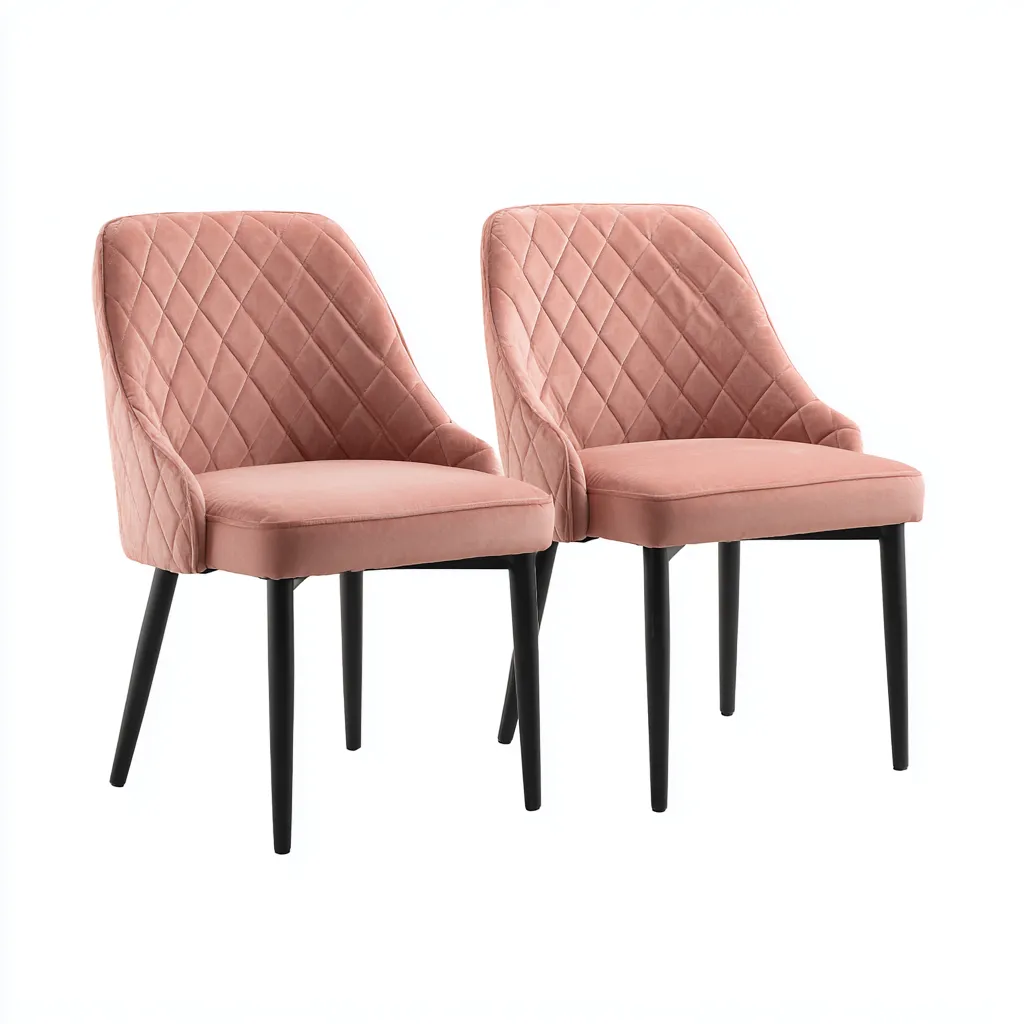 Sillas de comedor - Madera y tapizado - 50x48x82 cm - Rosa-negro - Diseño moderno para comedor-Luxemylab