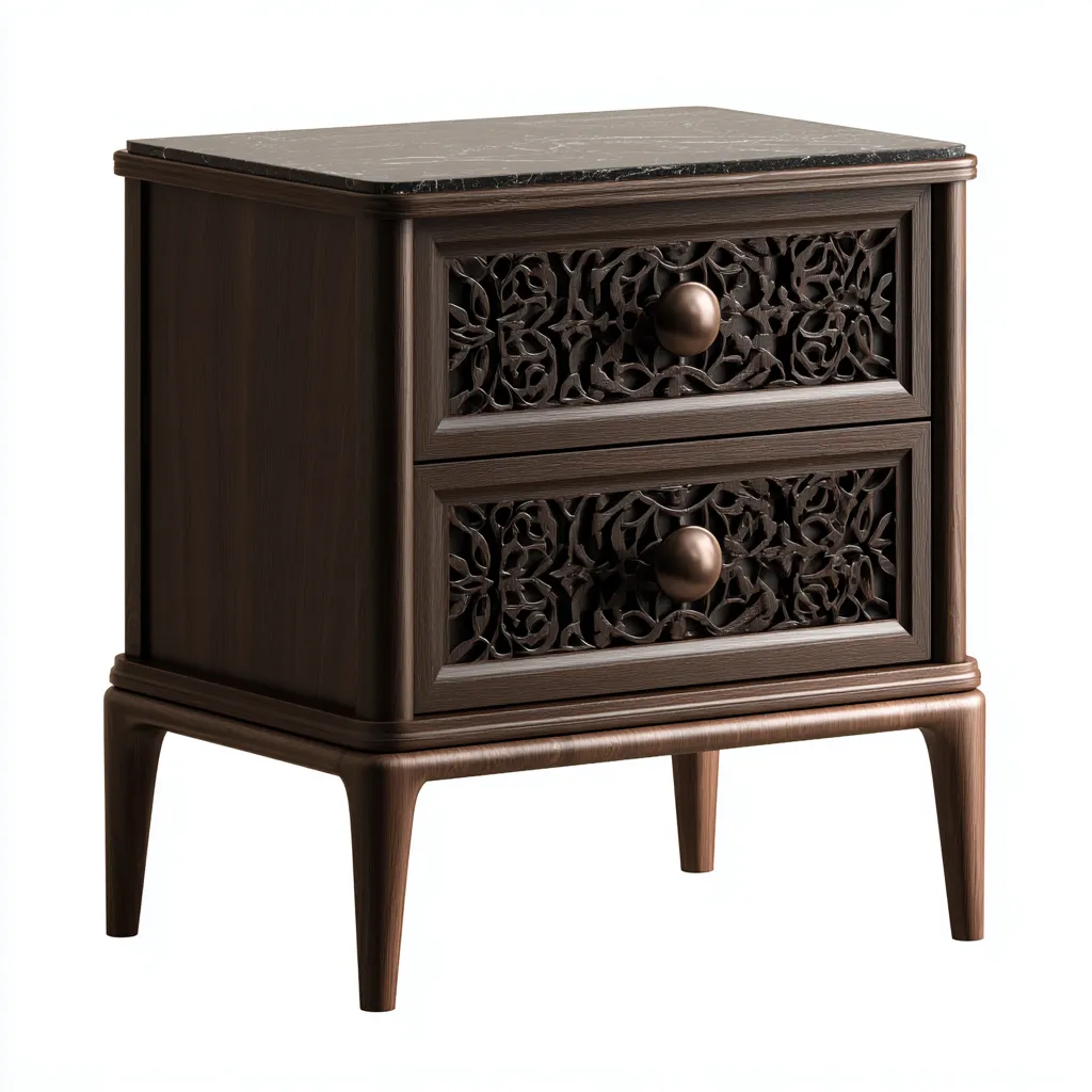 Archivador de madera 48x40x60 cm - marrón oscuro - adecuado para oficina - diseño clásico tallado-Luxemylab