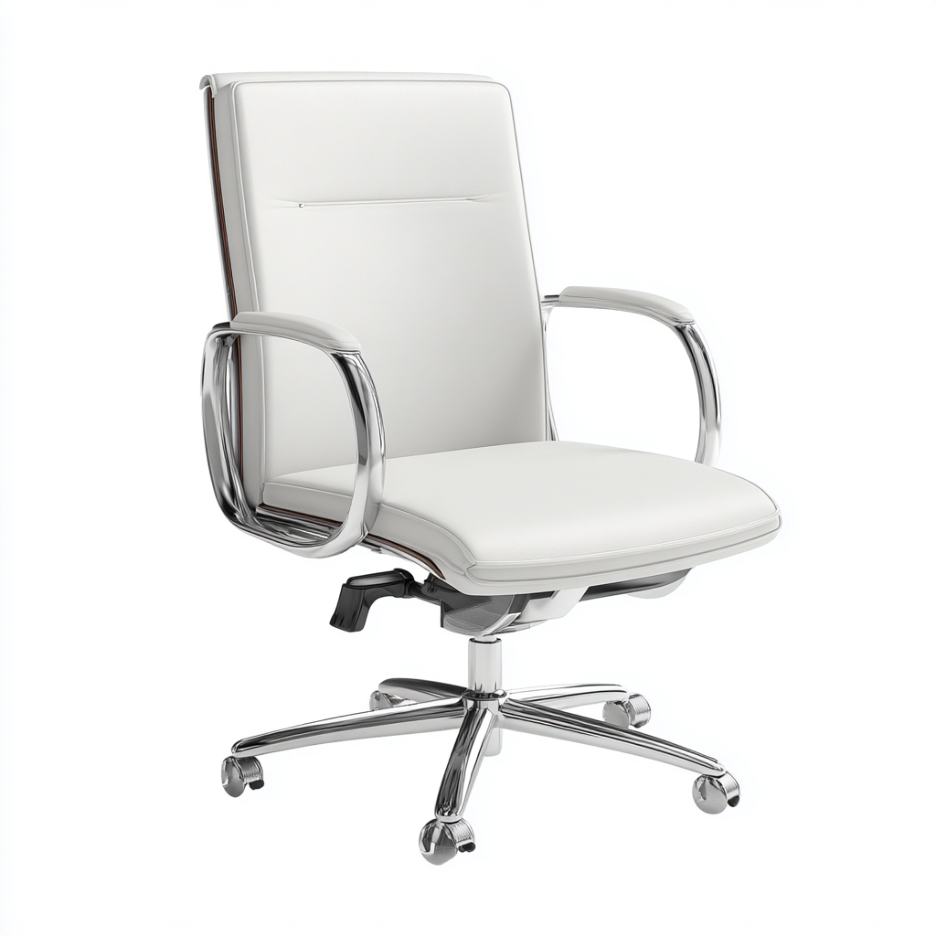 Silla de oficina piel sintética 68x62x110 cm blanco diseño ergonómico estilo moderno para oficina-Luxemylab