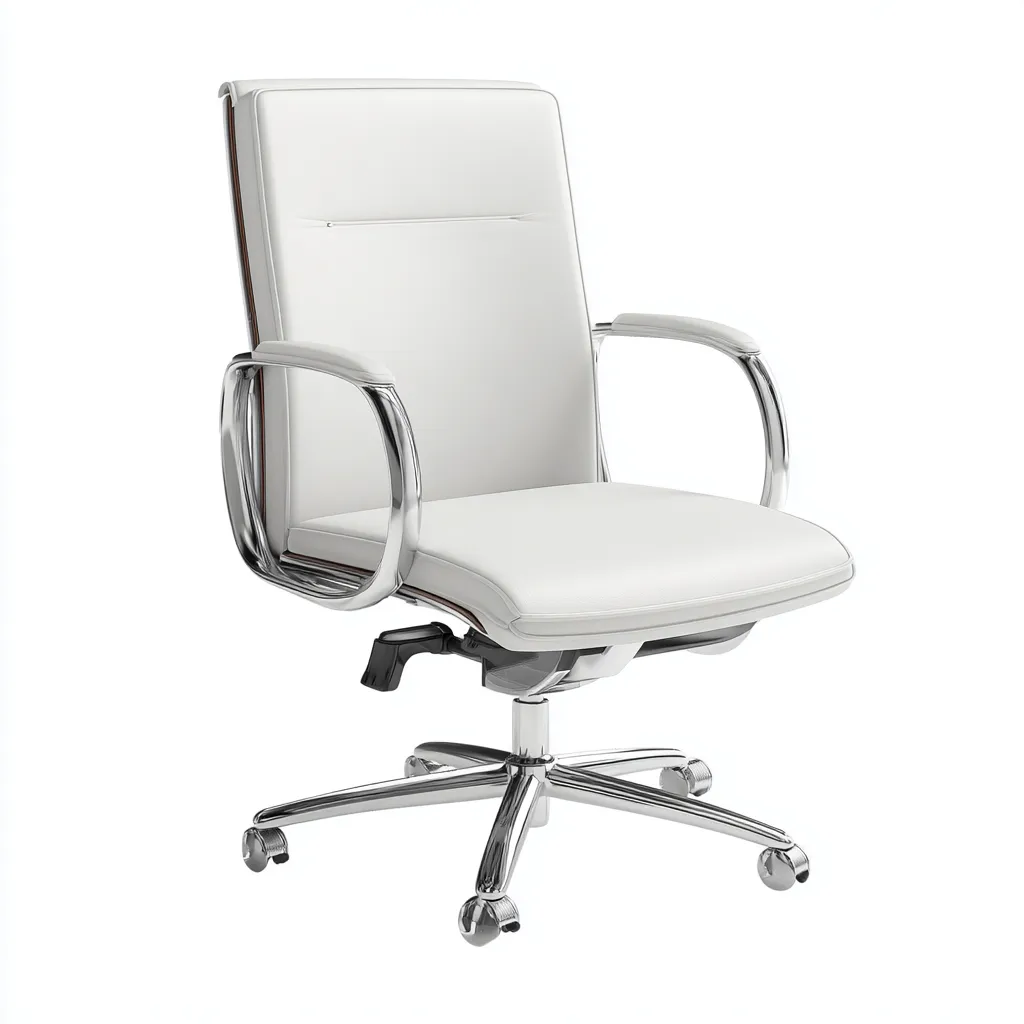 Silla de oficina piel sintética 68x62x110 cm blanco diseño ergonómico estilo moderno para oficina-Luxemylab