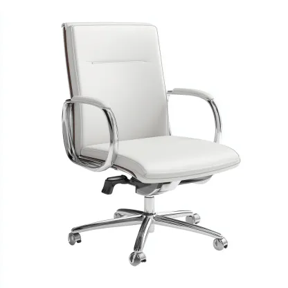 Silla de oficina piel sintética 68x62x110 cm blanco diseño ergonómico estilo moderno para oficina-Luxemylab
