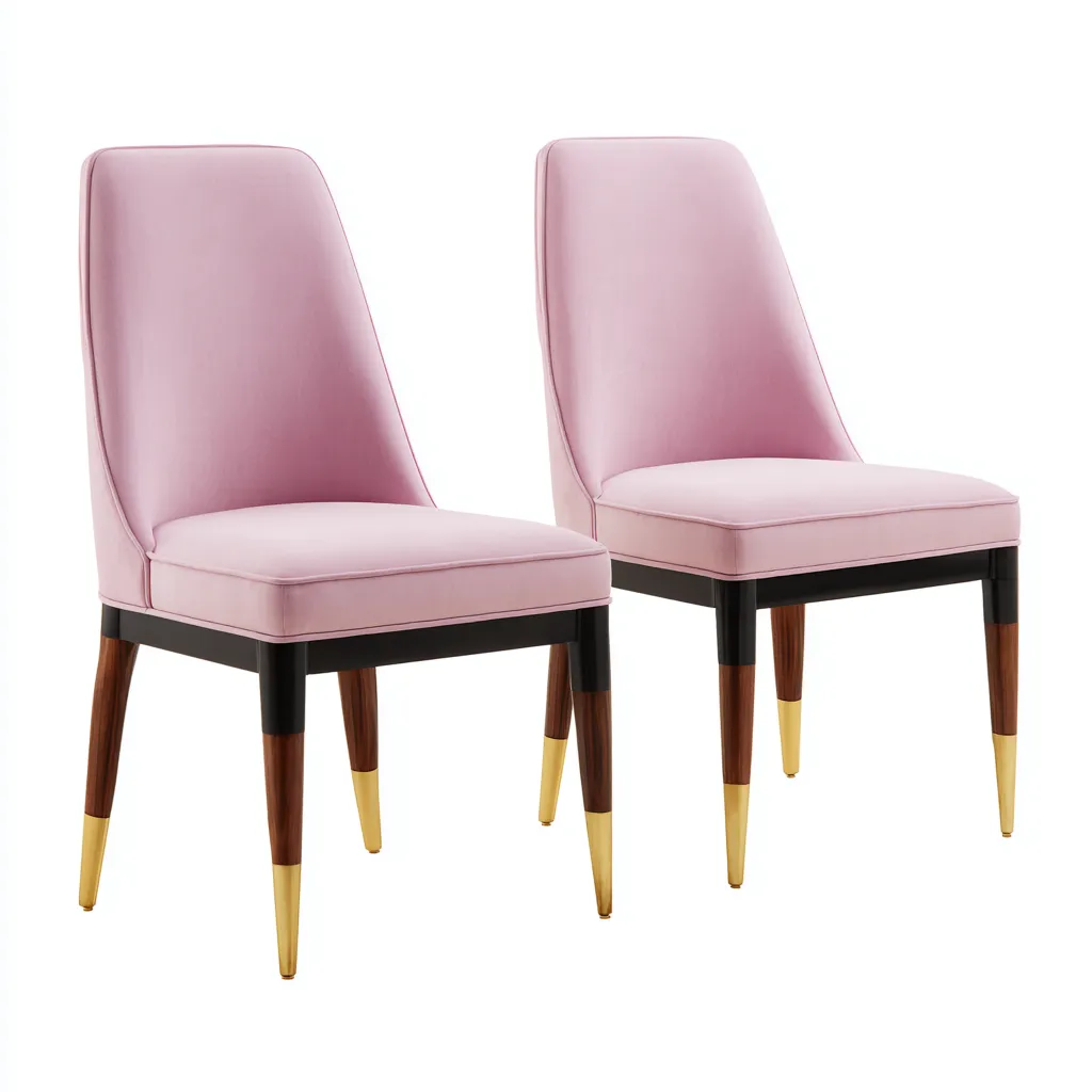 Sillas de comedor - Madera y tapizado - 52x48x88 cm - Rosa-madera-dorado - Diseño moderno para comedor-Luxemylab