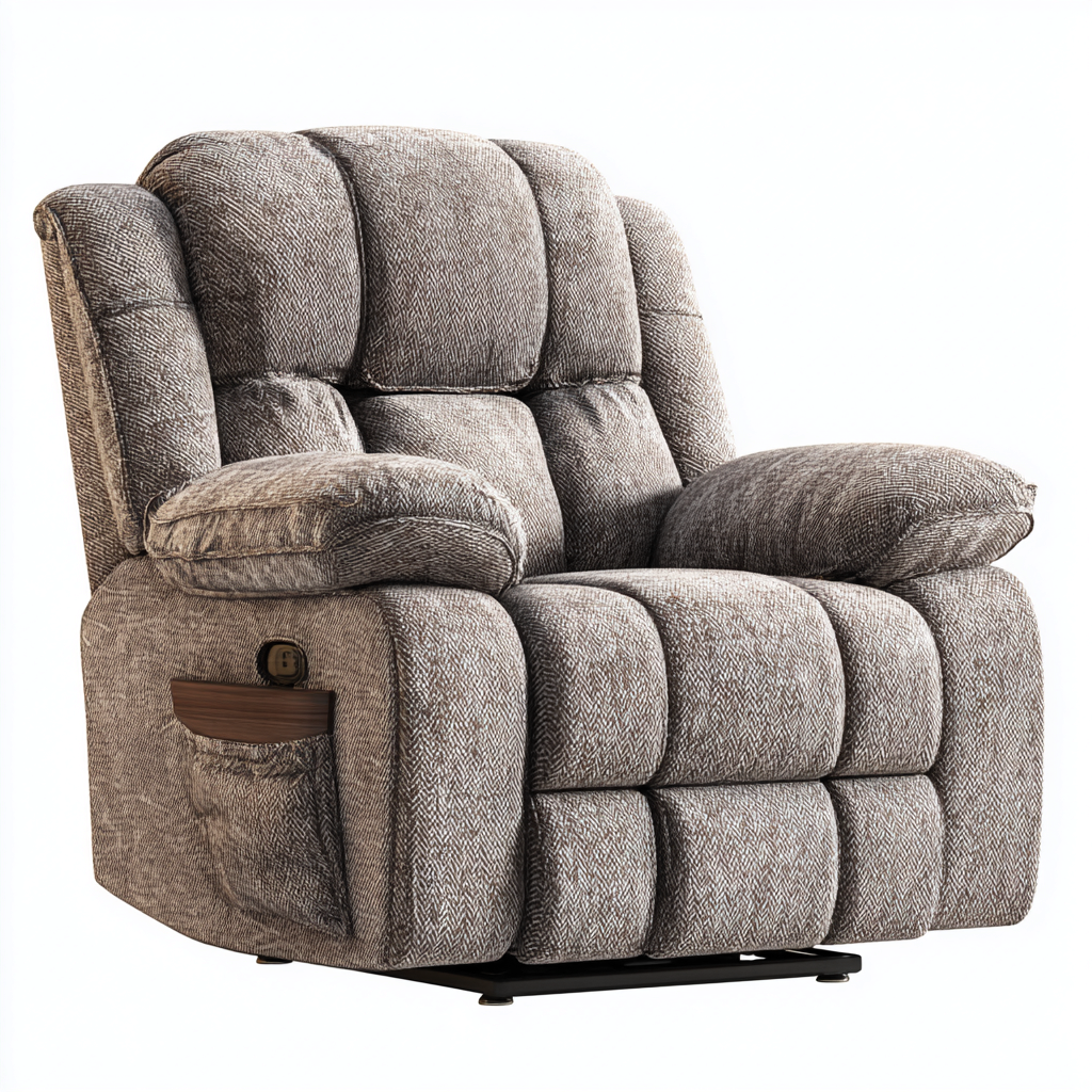 Sillón reclinable - Tela - 100x94x106 cm - Marrón - Diseño moderno para sala de estar-Luxemylab