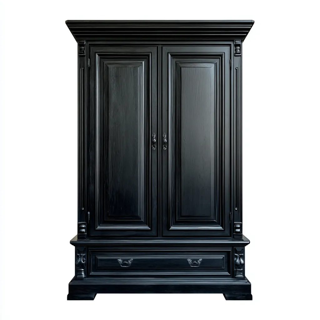 Archivador de madera maciza 95x45x110 cm - negro - diseño clásico para oficina-Luxemylab