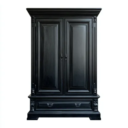 Archivador de madera maciza 95x45x110 cm - negro - diseño clásico para oficina-Luxemylab