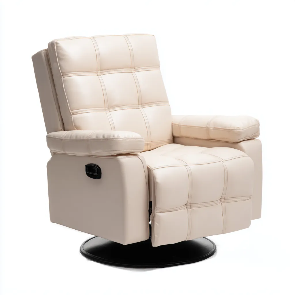 Sillón reclinable - Piel sintética - 95x90x100 cm - Beige - Diseño moderno para sala de estar-Luxemylab