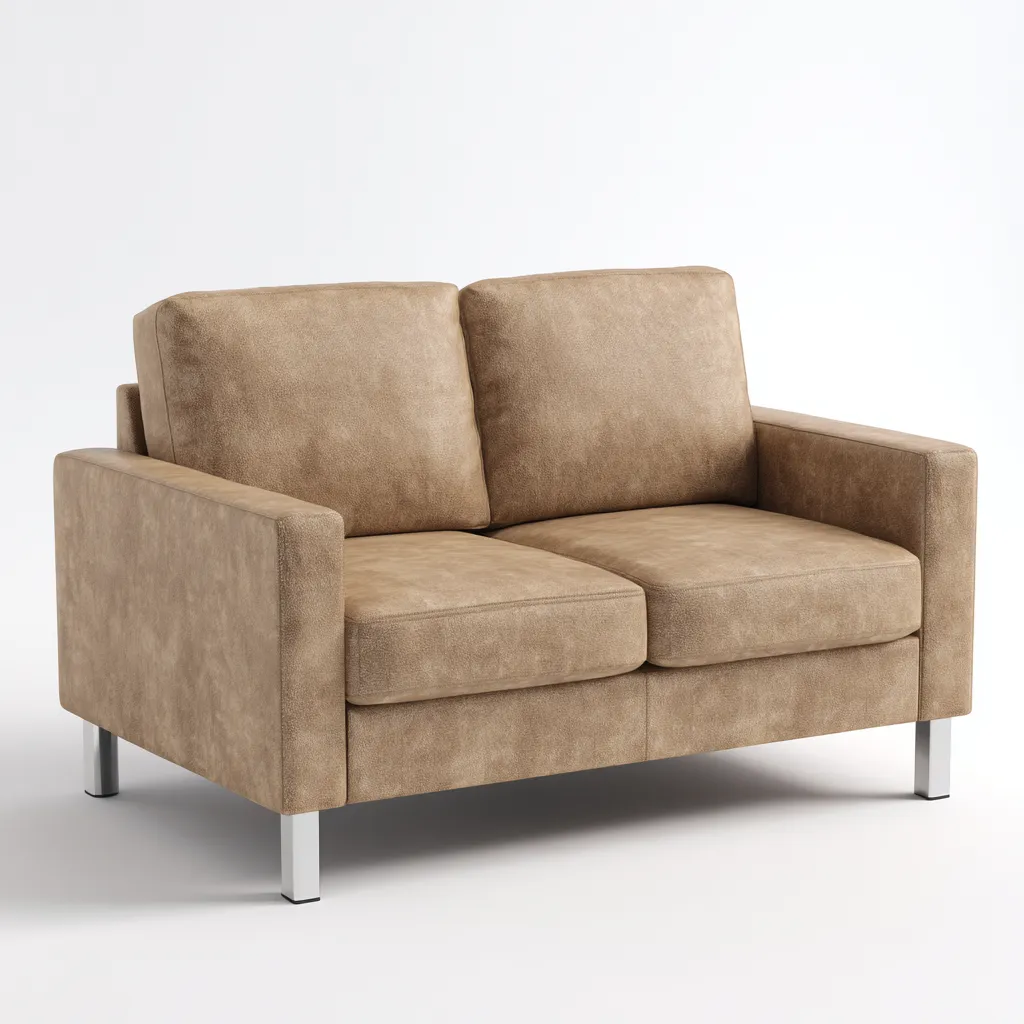 Sofá de 2 plazas cuero 150x78x83 cm beige para salón diseño moderno-Luxemylab