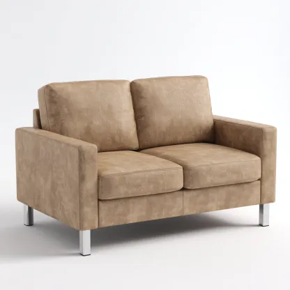 Sofá de 2 plazas cuero 150x78x83 cm beige para salón diseño moderno-Luxemylab