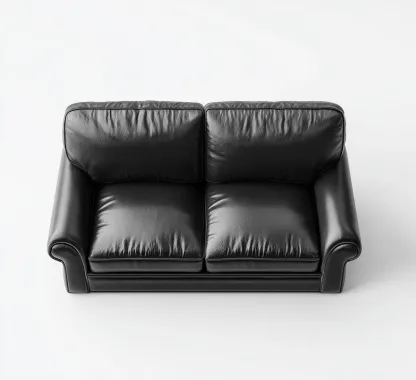 Sofá de 2 plazas piel sintética 150x85x80 cm negro para salón diseño moderno-Luxemylab