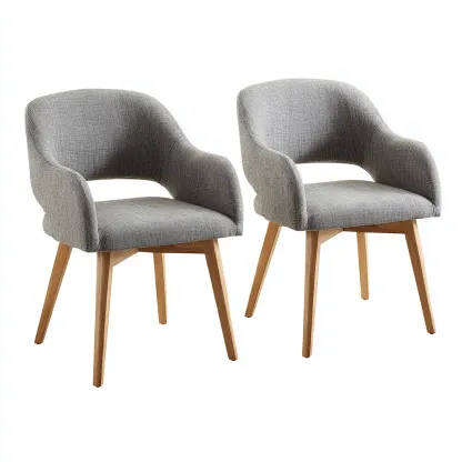 Sillas de comedor tapizadas en tela 57x54x84 cm - gris - apto para comedor - diseño moderno con reposabrazos-Luxemylab
