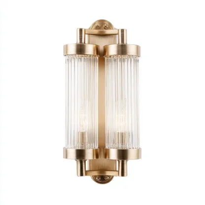 Aplique de pared - metal y vidrio - 18x32 cm - dorado - para interiores - estilo moderno-Luxemylab