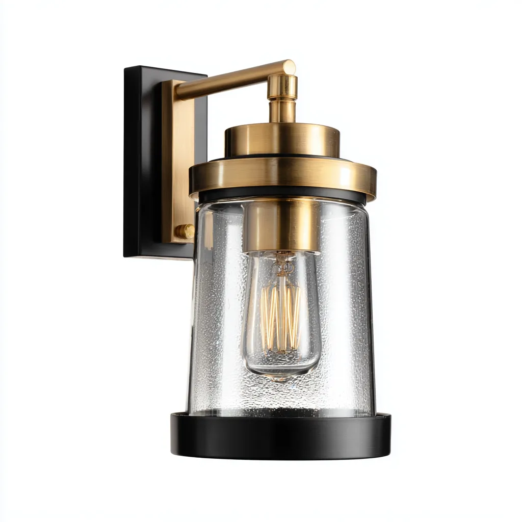 Aplique de pared - metal y vidrio - 14x30 cm - dorado - para interiores - estilo moderno-Luxemylab