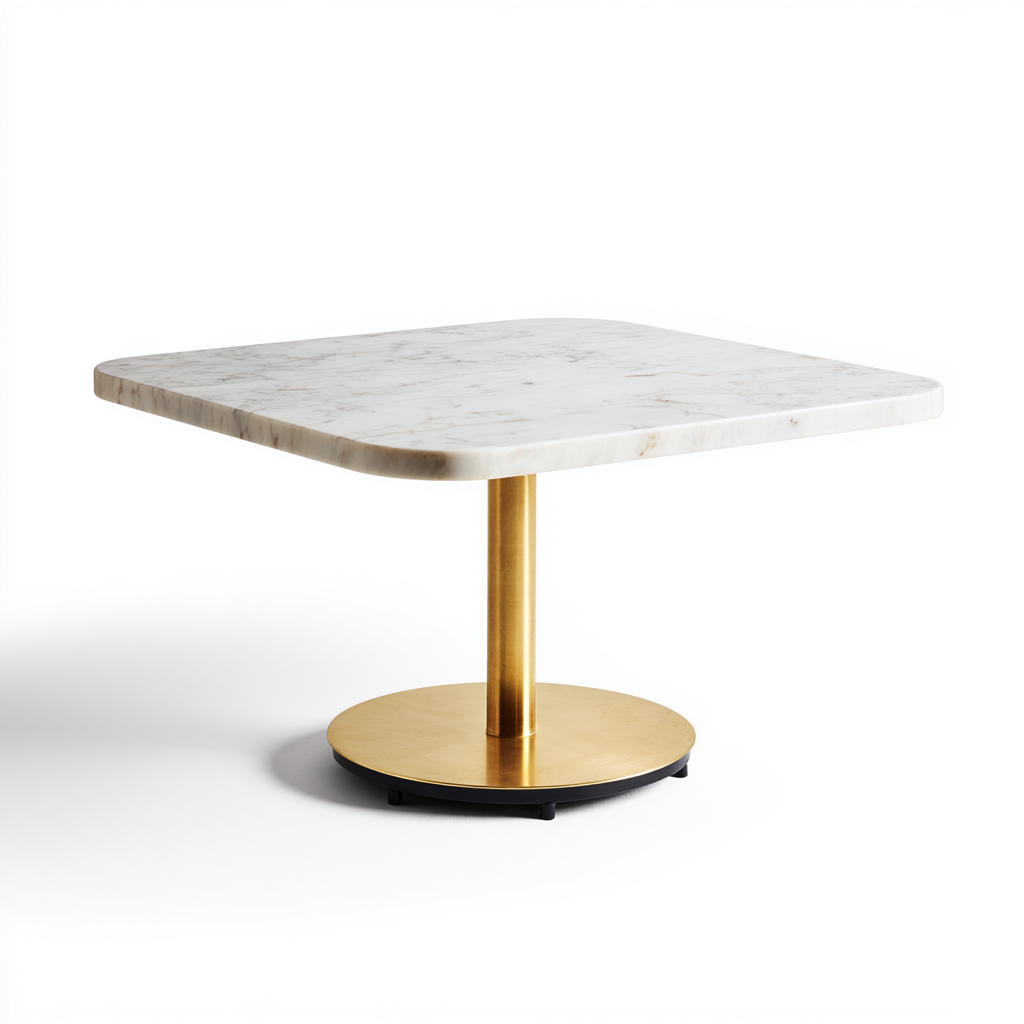 Mesa de comedor mármol-metal 90x90x74 cm blanco-dorado apta para comedor - diseño moderno-Luxemylab
