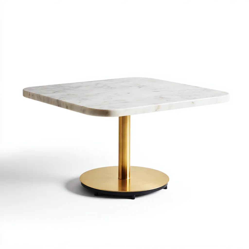 Mesa de comedor mármol-metal 90x90x74 cm blanco-dorado apta para comedor - diseño moderno-Luxemylab
