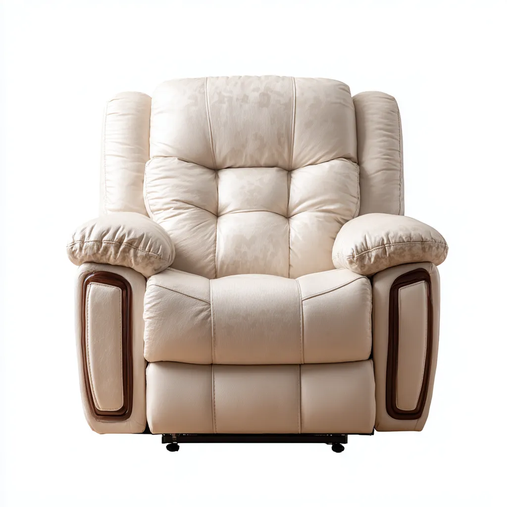 Sillón reclinable - Piel sintética - 101x95x104 cm - Beige - Diseño clásico para sala de estar-Luxemylab