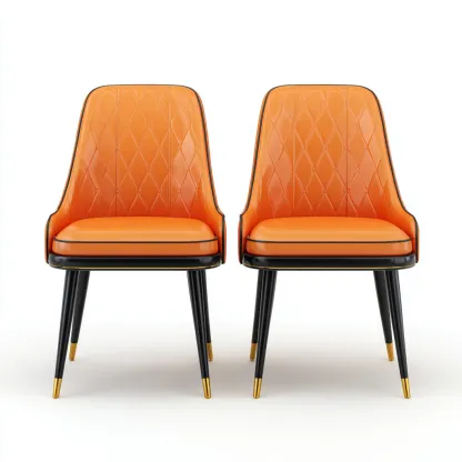 Sillas de comedor tapizadas en cuero sintético 52x48x86 cm - naranja - apto para comedor - diseño moderno-Luxemylab