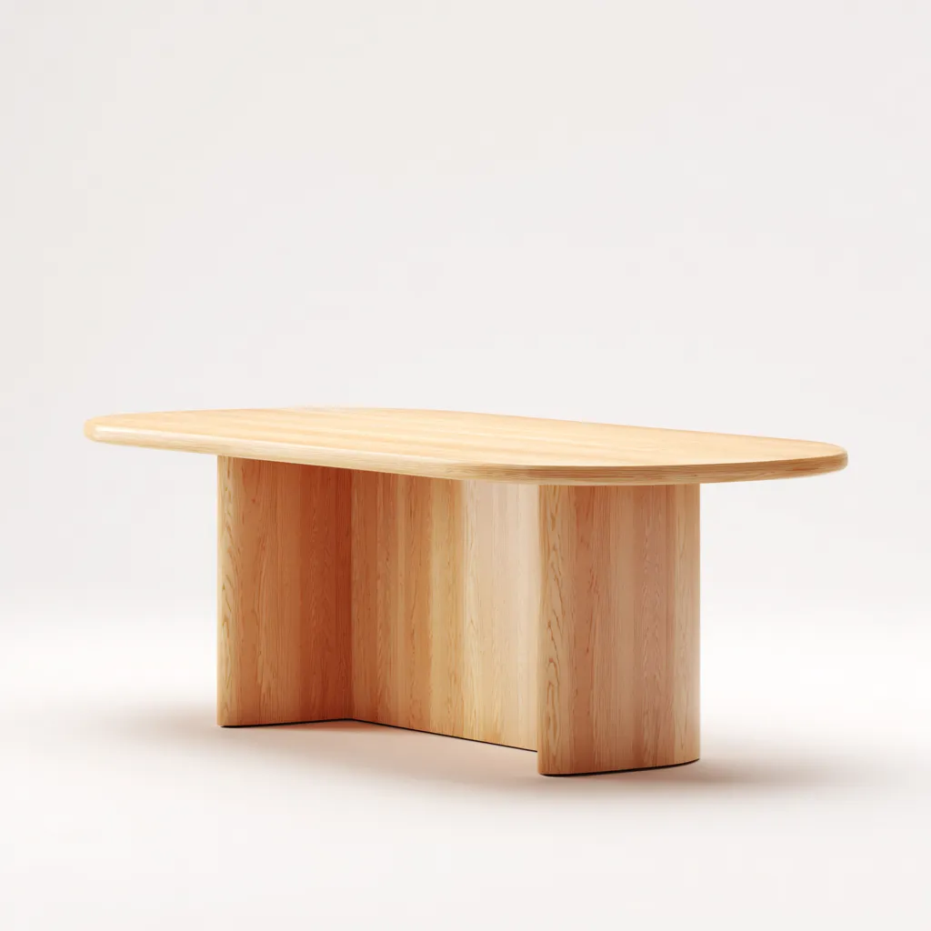 Mesa de comedor madera maciza 220x110x76 cm natural apta para comedor - diseño moderno orgánico-Luxemylab