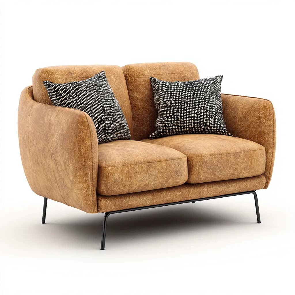 Sofá de 2 plazas cuero 150x78x83 cm marrón para salón diseño moderno-Luxemylab