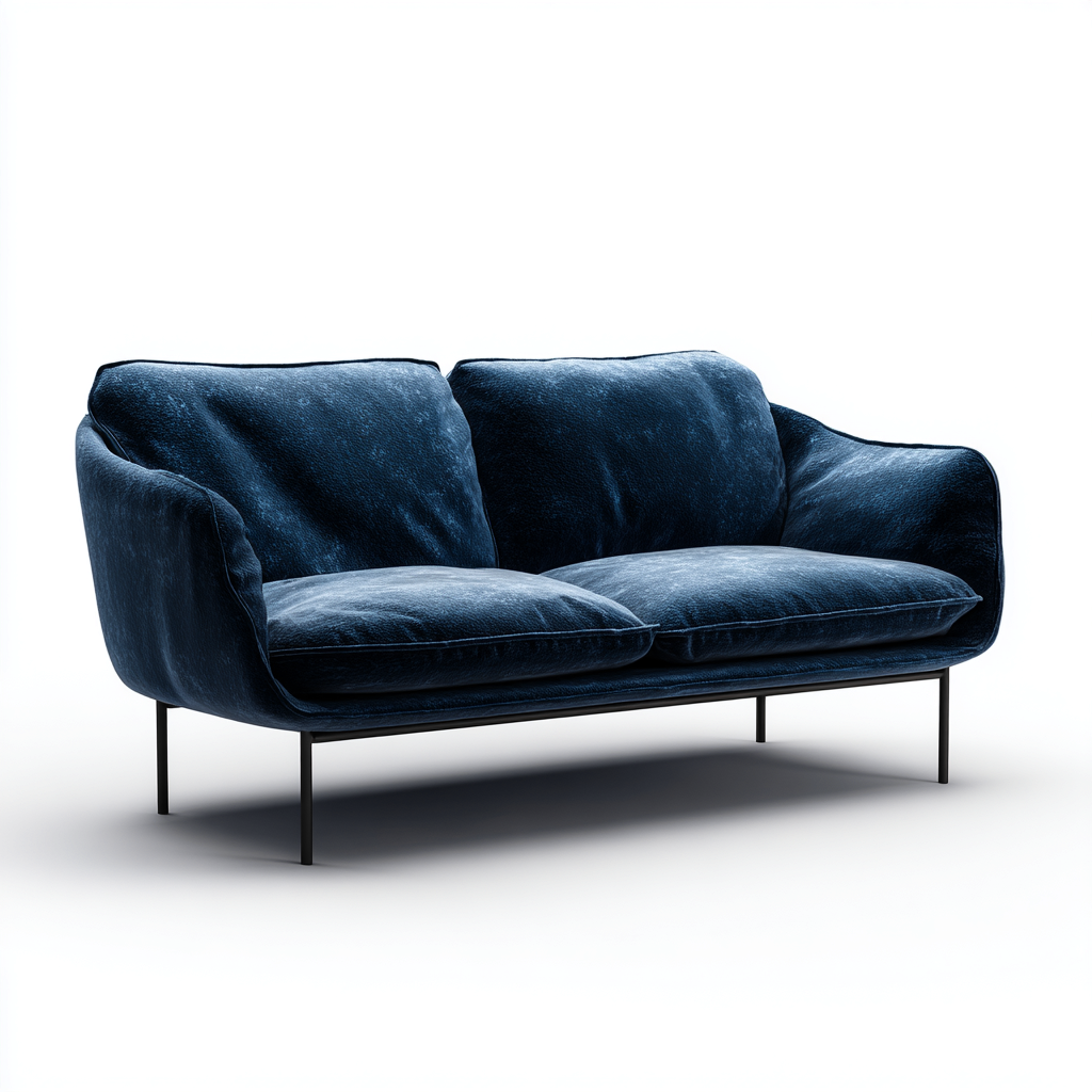 Sofá de 2 plazas piel 155x78x82 cm azul marino para salón diseño moderno-Luxemylab