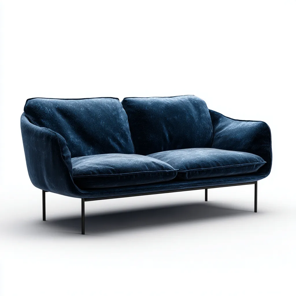 Sofá de 2 plazas piel 155x78x82 cm azul marino para salón diseño moderno-Luxemylab