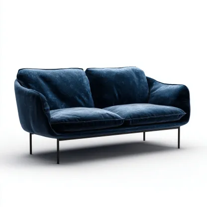 Sofá de 2 plazas piel 155x78x82 cm azul marino para salón diseño moderno-Luxemylab