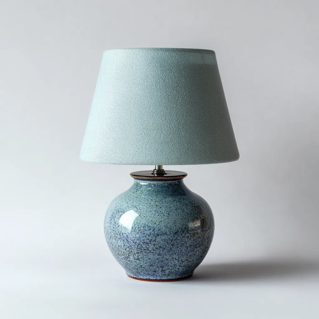 Lámpara de mesa cerámica 28x28x43 cm - azul - diseño moderno apta para dormitorio y salón-Luxemylab