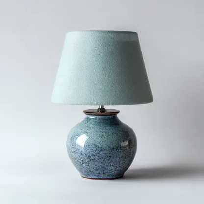 Lámpara de mesa cerámica 28x28x43 cm - azul - diseño moderno apta para dormitorio y salón-Luxemylab
