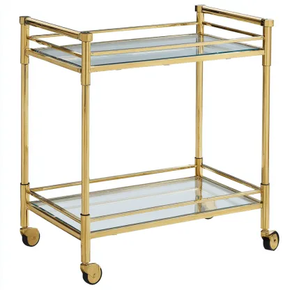 Carro de cocina metal y cristal 70x40x85 cm - Dorado - Para cocina - Diseño moderno-Luxemylab