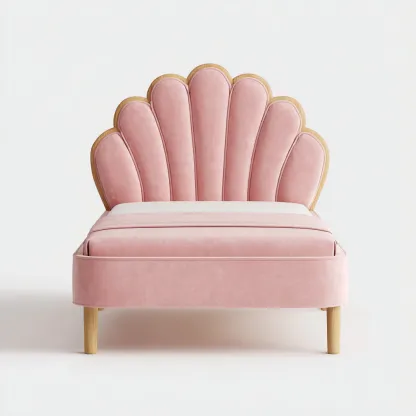 Cama individual tapizada terciopelo 200x100x105 cm - rosa - apta para dormitorio - estilo moderno-Luxemylab