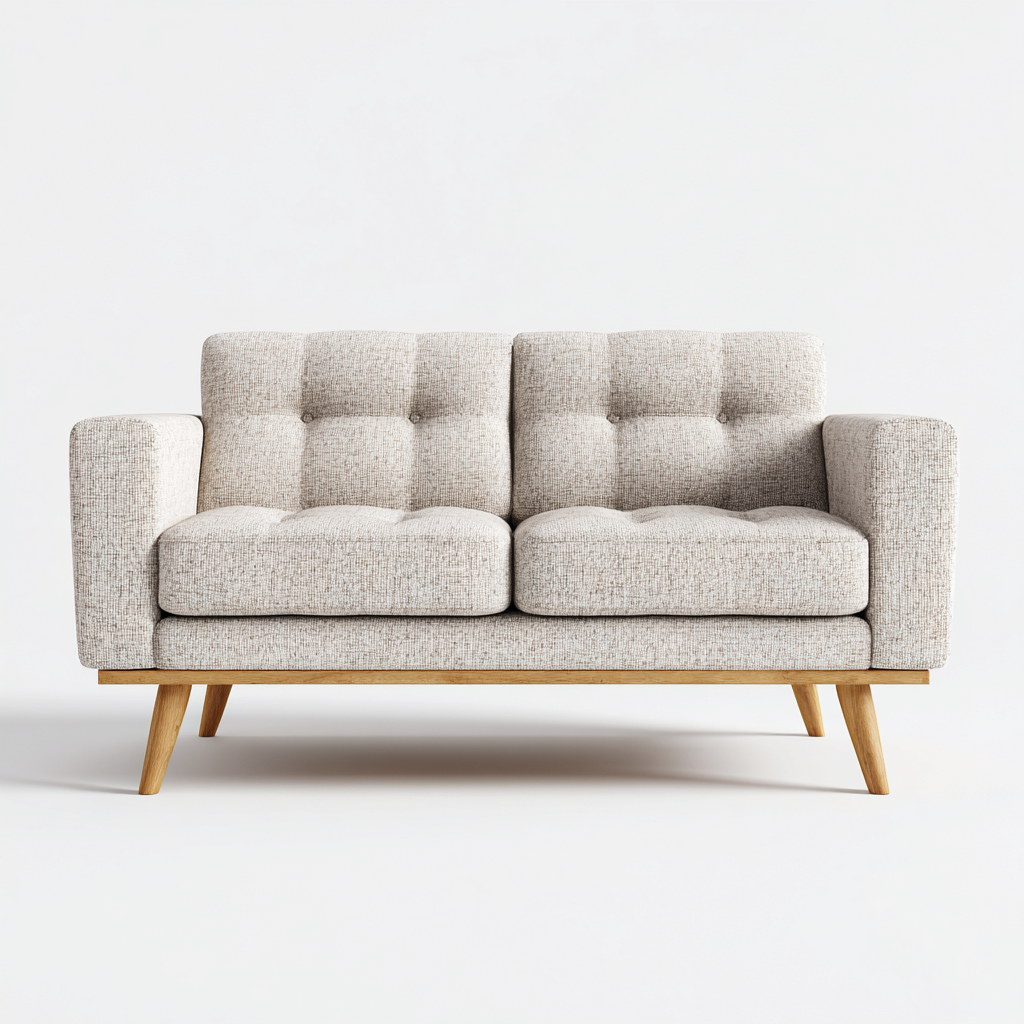 Sofá de 2 plazas tela-madera 156x78x82 cm beige para salón diseño moderno-Luxemylab