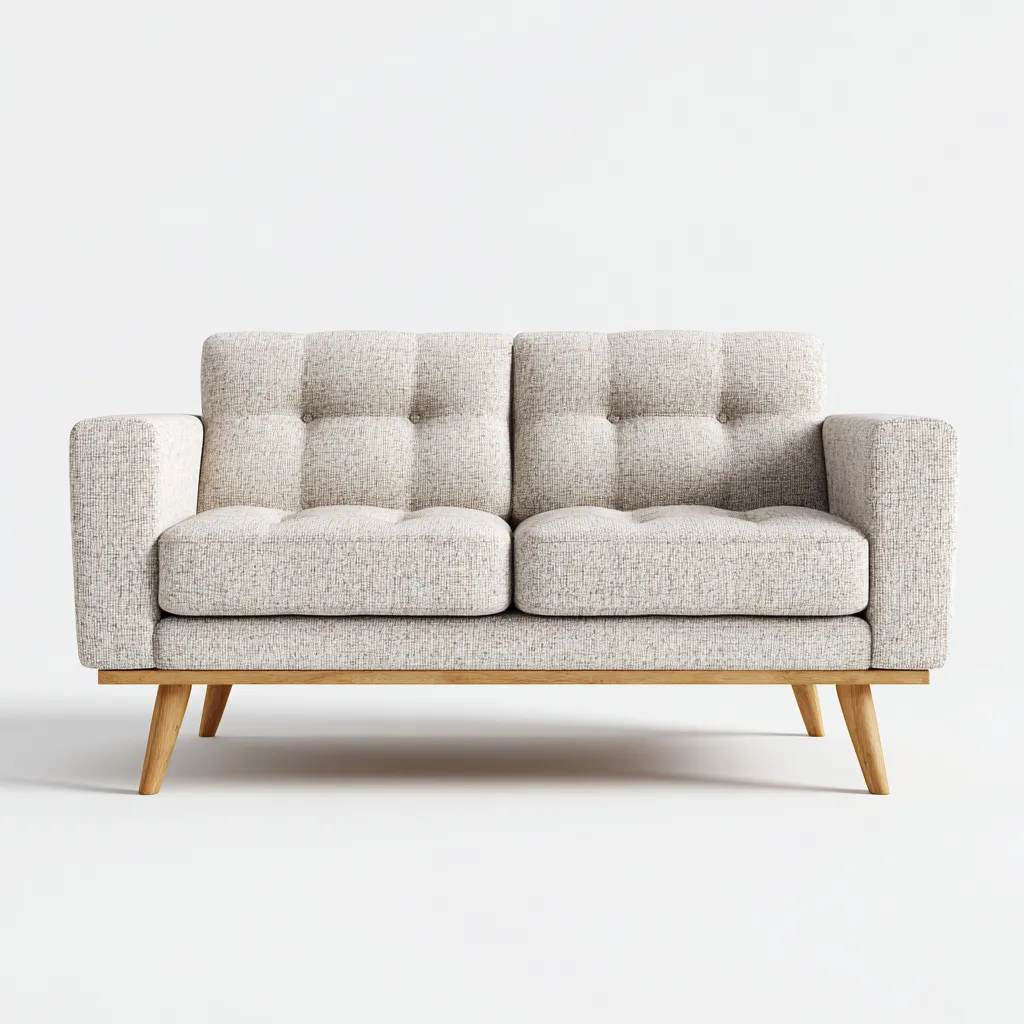 Sofá de 2 plazas tela-madera 156x78x82 cm beige para salón diseño moderno-Luxemylab