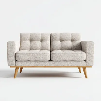 Sofá de 2 plazas tela-madera 156x78x82 cm beige para salón diseño moderno-Luxemylab