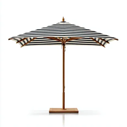 Sombrilla de jardín tela y madera 250x250x240 cm - blanco-negro - apta para exterior - estilo mediterráneo-Luxemylab