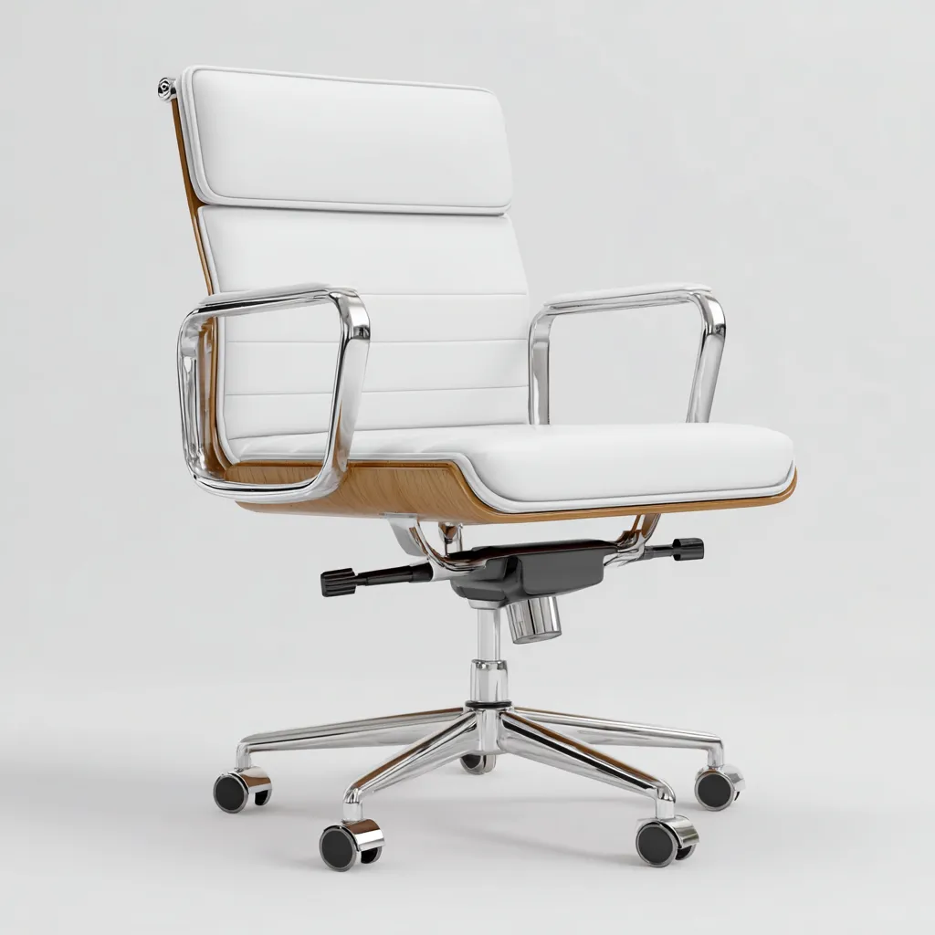 Silla de oficina piel sintética 65x60x100 cm blanco diseño ergonómico estilo moderno para oficina-Luxemylab